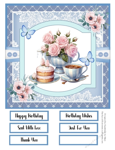 Beautiful Blues 8x8 Quick Card - Design 5