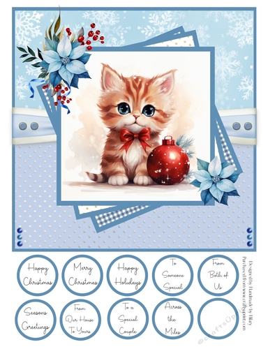 Christmas Kittens 8x8 Quick Card - Design 1
