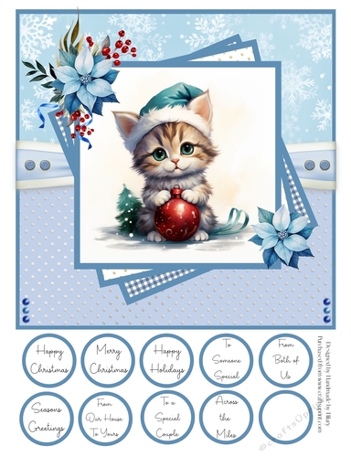 Christmas Kittens 8x8 Quick Card - Design 3