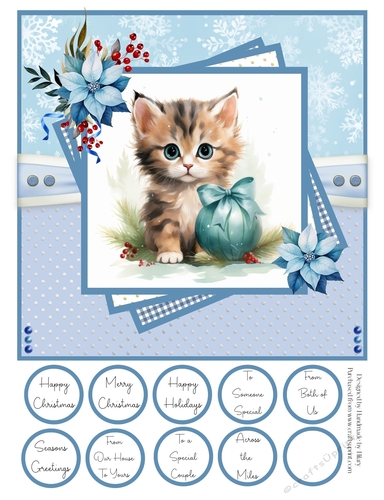 Christmas Kittens 8x8 Quick Card - Design 4