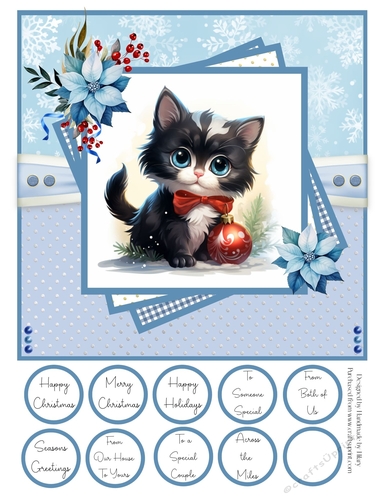 Christmas Kittens 8x8 Quick Card - Design 6