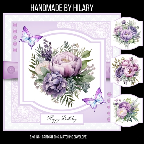 Purple Peonies and Butterflies