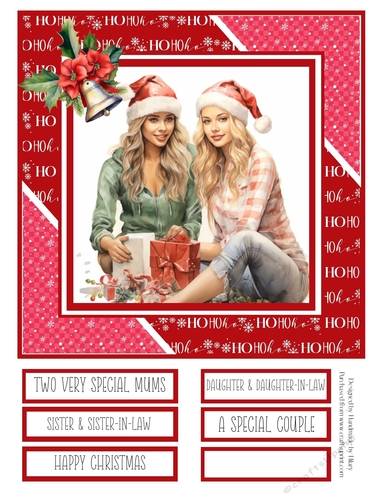 Two Special Girls at Christmas 8x8 Quick Card - Design 1