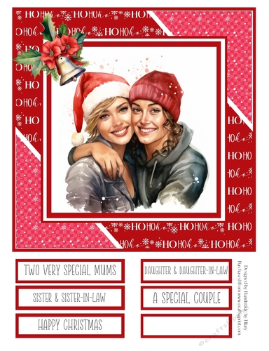 Two Special Girls at Christmas 8x8 Quick Card - Design 2