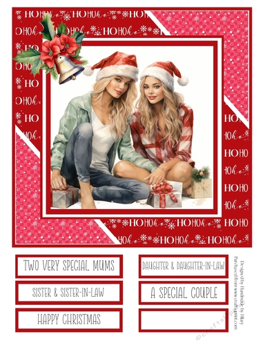 Two Special Girls at Christmas 8x8 Quick Card - Design 3
