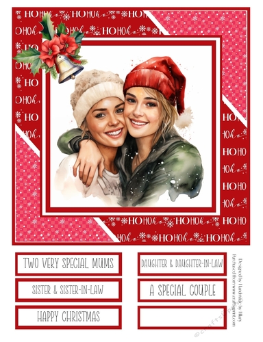 Two Special Girls at Christmas 8x8 Quick Card - Design 4