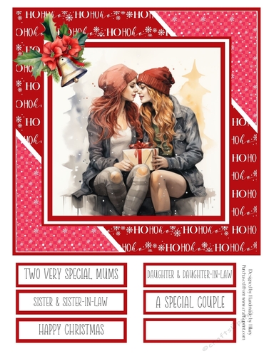 Two Special Girls at Christmas 8x8 Quick Card - Design 5
