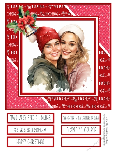 Two Special Girls at Christmas 8x8 Quick Card - Design 6