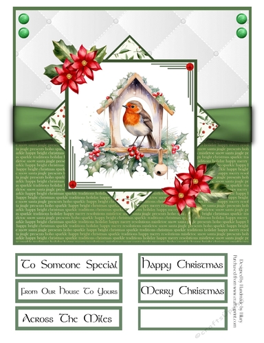 A Little Christmas Robin 8x8 Quick Card - Design 1
