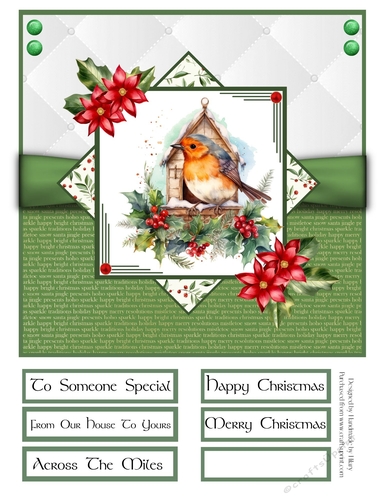 A Little Christmas Robin 8x8 Quick Card - Design 3