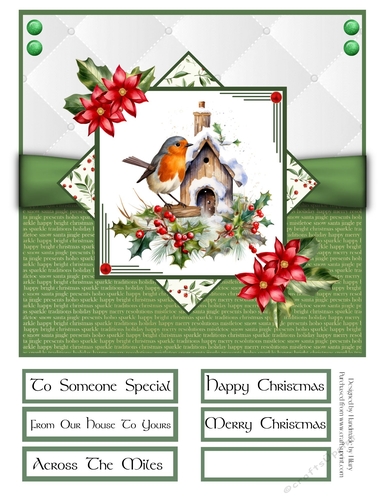 A Little Christmas Robin 8x8 Quick Card - Design 4