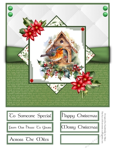 A Little Christmas Robin 8x8 Quick Card - Design 5