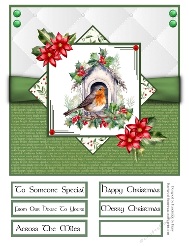 A Little Christmas Robin 8x8 Quick Card - Design 6