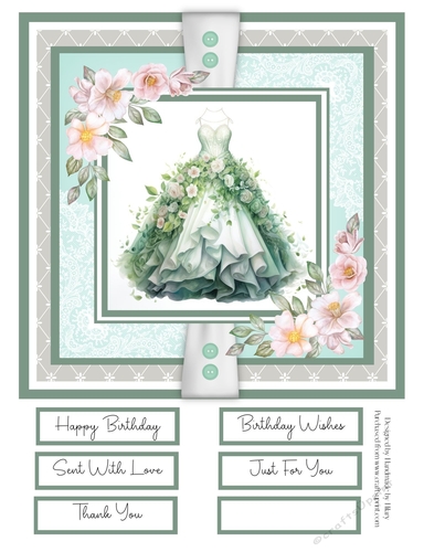 Floral Ballgowns 8x8 Quick Card - Design 1