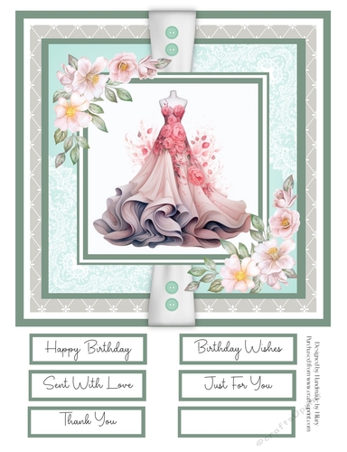 Floral Ballgowns 8x8 Quick Card - Design 2