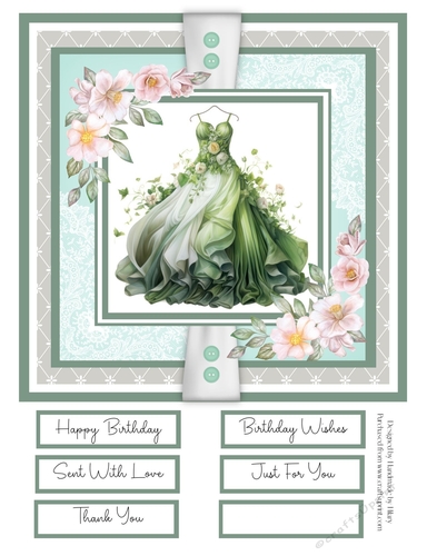 Floral Ballgowns 8x8 Quick Card - Design 3