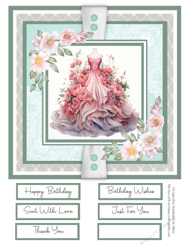 Floral Ballgowns 8x8 Quick Card - Design 4