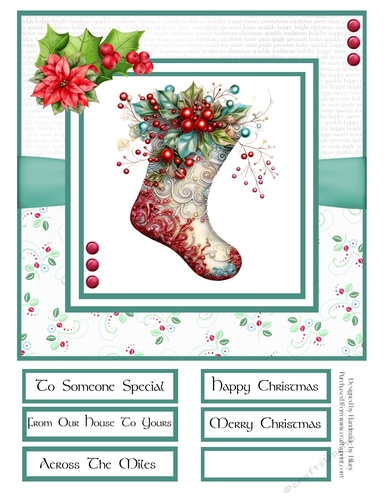 Decorative Christmas Stockings 8x8 Quick Card - Design 1