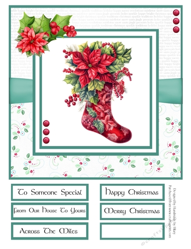 Decorative Christmas Stockings 8x8 Quick Card - Design 2