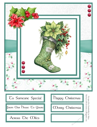 Decorative Christmas Stockings 8x8 Quick Card - Design 3