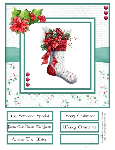 Decorative Christmas Stockings 8x8 Quick Card - Design 4