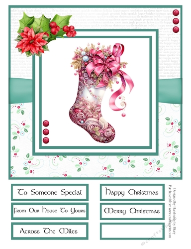 Decorative Christmas Stockings 8x8 Quick Card - Design 5