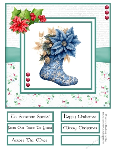 Decorative Christmas Stockings 8x8 Quick Card - Design 6