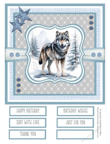 Magnificent Winter Wolves 8x8 Quick Card - Design 6