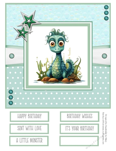 Cute Little Monster 8x8 Quick Card - Design 1