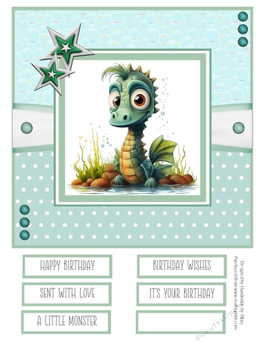 Cute Little Monster 8x8 Quick Card - Design 3