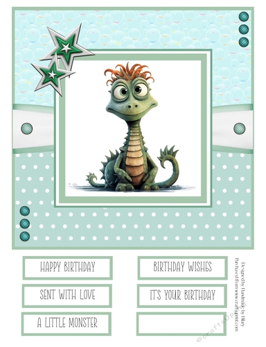Cute Little Monster 8x8 Quick Card - Design 6