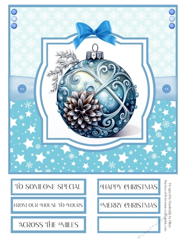 Christmas Baubles 8x8 Quick Card - Design 2