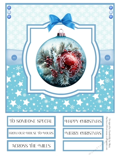 Christmas Baubles 8x8 Quick Card - Design 5
