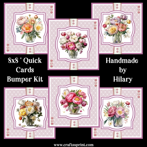 Bright and Colourful Peonies 8x8 Quick Card Bumper Kit