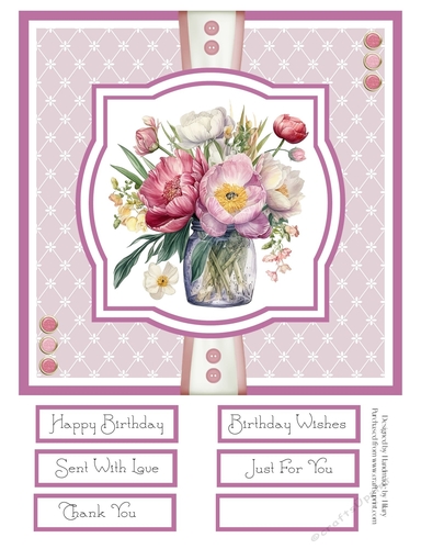Bright and Colourful Peonies 8x8 Quick Card - Design 4