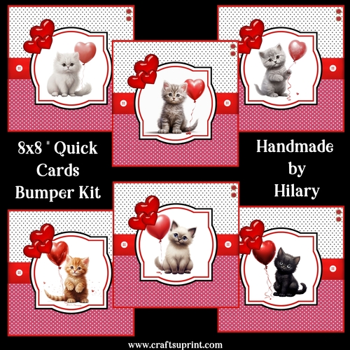 Valentine Kitties 8x8 Quick Card Bumper Kit