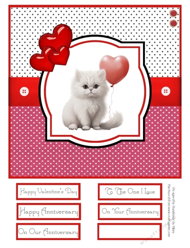 Valentine Kitties 8x8 Quick Card - Design 1