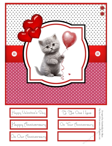 Valentine Kitties 8x8 Quick Card - Design 2