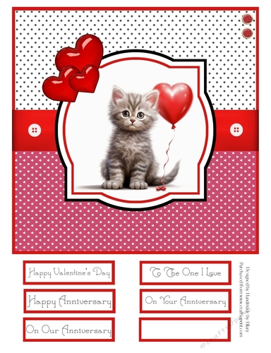 Valentine Kitties 8x8 Quick Card - Design 3