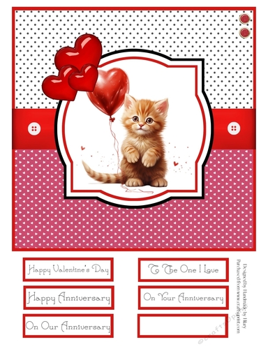 Valentine Kitties 8x8 Quick Card - Design 4