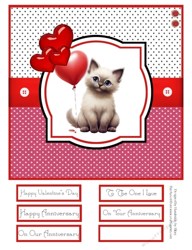 Valentine Kitties 8x8 Quick Card - Design 6