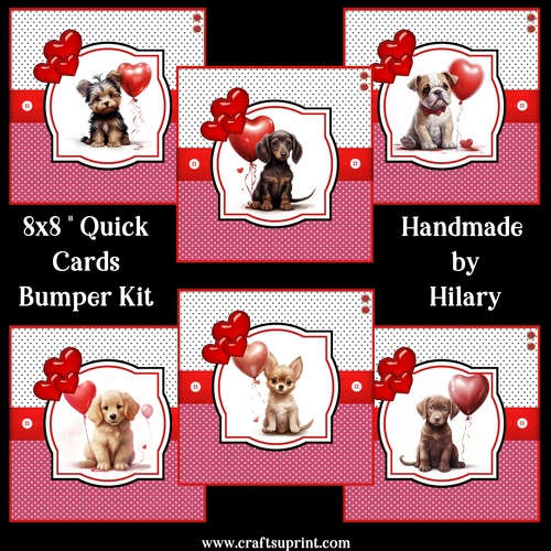 Valentine Pups 8x8 Quick Card Bumper Kit