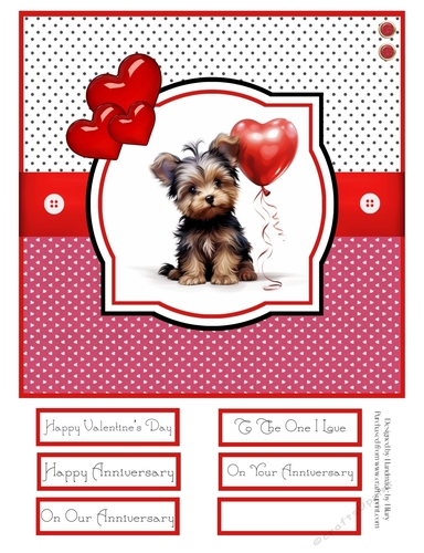 Valentine Pups 8x8 Quick Card - Design 1