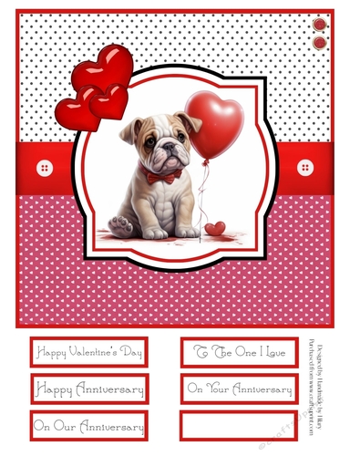 Valentine Pups 8x8 Quick Card - Design 2
