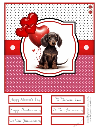 Valentine Pups 8x8 Quick Card - Design 3