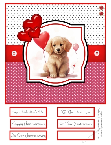 Valentine Pups 8x8 Quick Card - Design 4