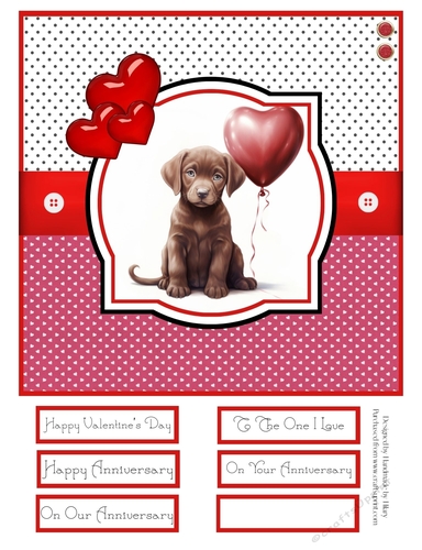 Valentine Pups 8x8 Quick Card - Design 5