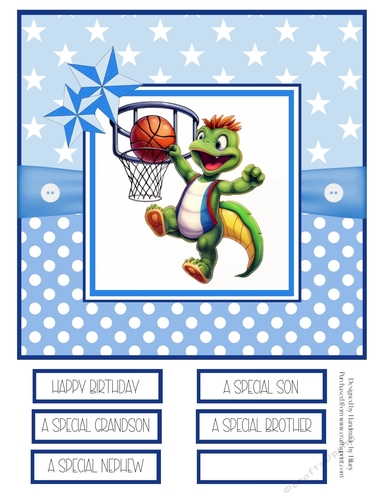 Slam Dunk Dinos 8x8 Quick Card - Design 1