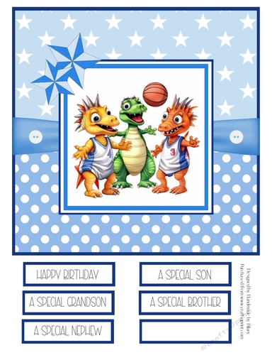 Slam Dunk Dinos 8x8 Quick Card - Design 2