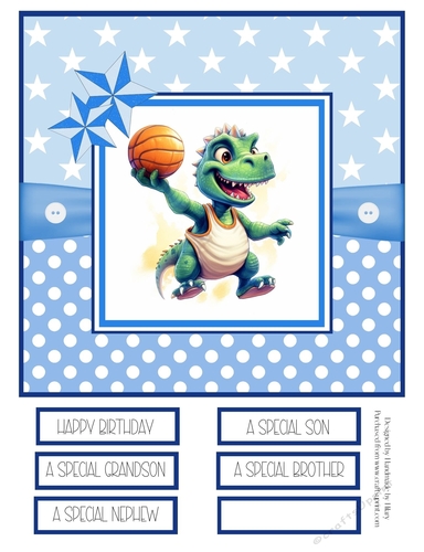 Slam Dunk Dinos 8x8 Quick Card - Design 3